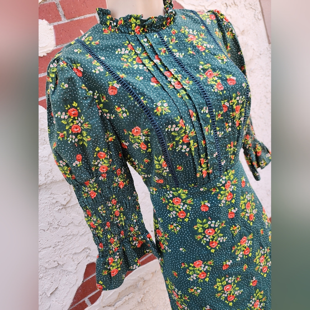 Laura Ashley Green Floral Mini Dress - Picture 9 of 16